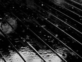 Rain on wooden deck