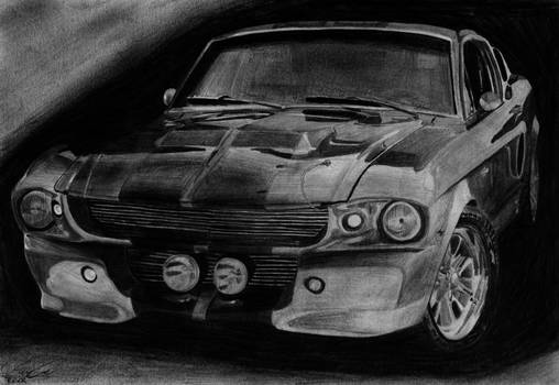'67 Shelby GT500E Eleanor pencil drawing