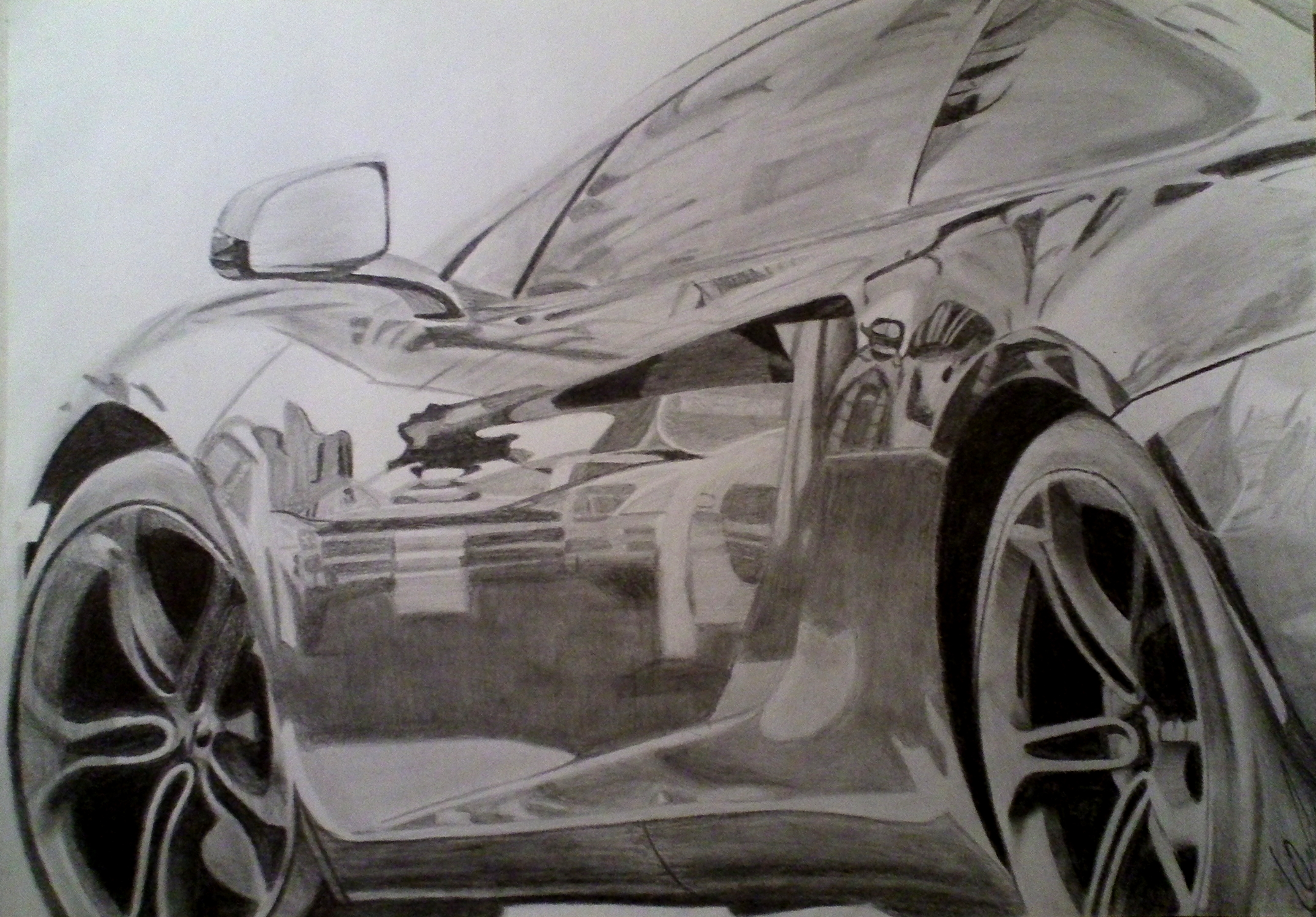 2012 McLaren MP4-12C pencil drawing