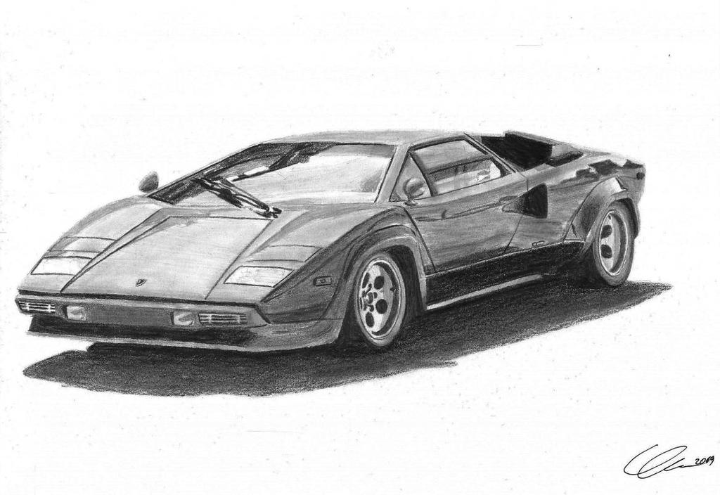Lamborghini Countach pencil drawing by xRINAGEx on DeviantArt