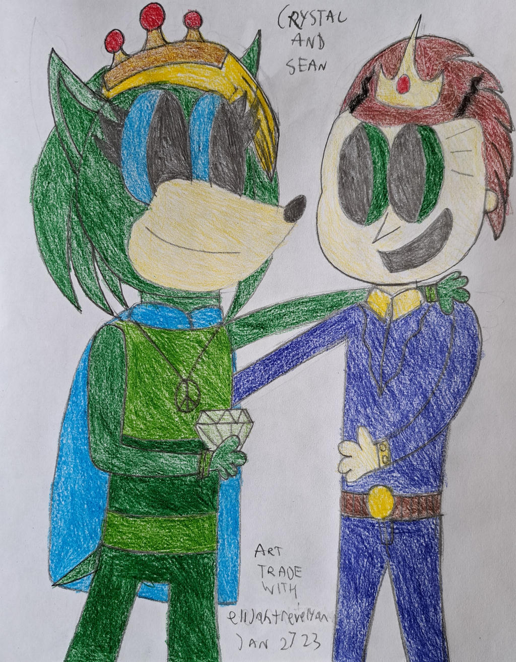 Crystal and Sean art trade with elijahtrevelyan