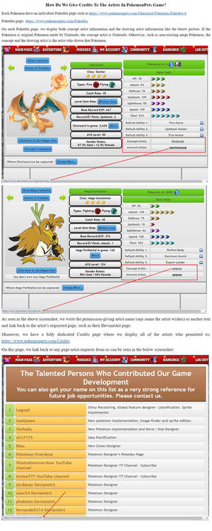 How Pokemon Pets Game Give Credits to Artists
