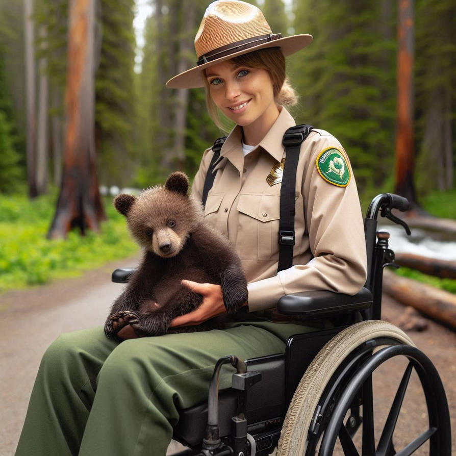 Handicap Ranger Disabled Park Ranger holding orphaned bear cub by old-hous on DeviantArt