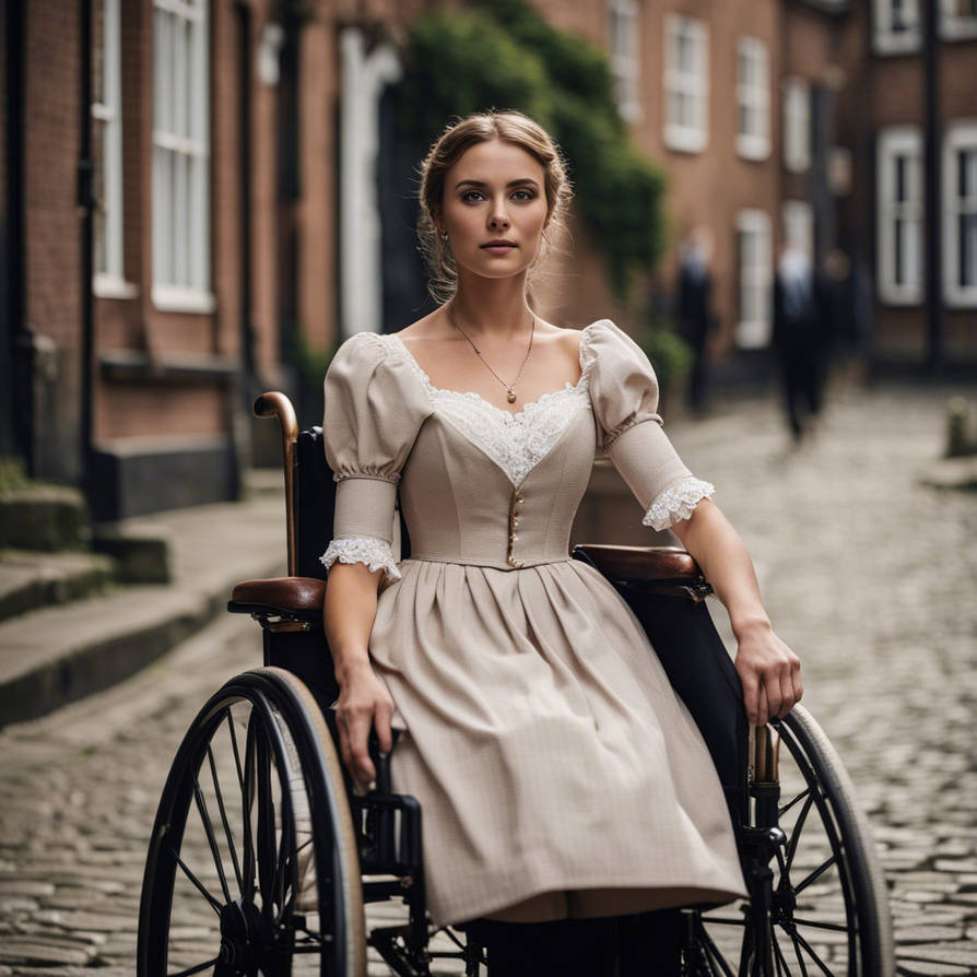 Lovely buxom young woman, an 1850's polio survivor