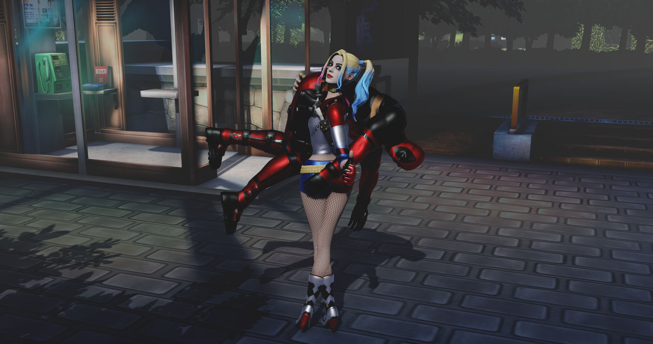 Deadpool Getting Carried Harley Carrying Deadpool by kenuchiha16 on DeviantArt