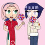 Sakura and Hinata Enjoying Lollipops