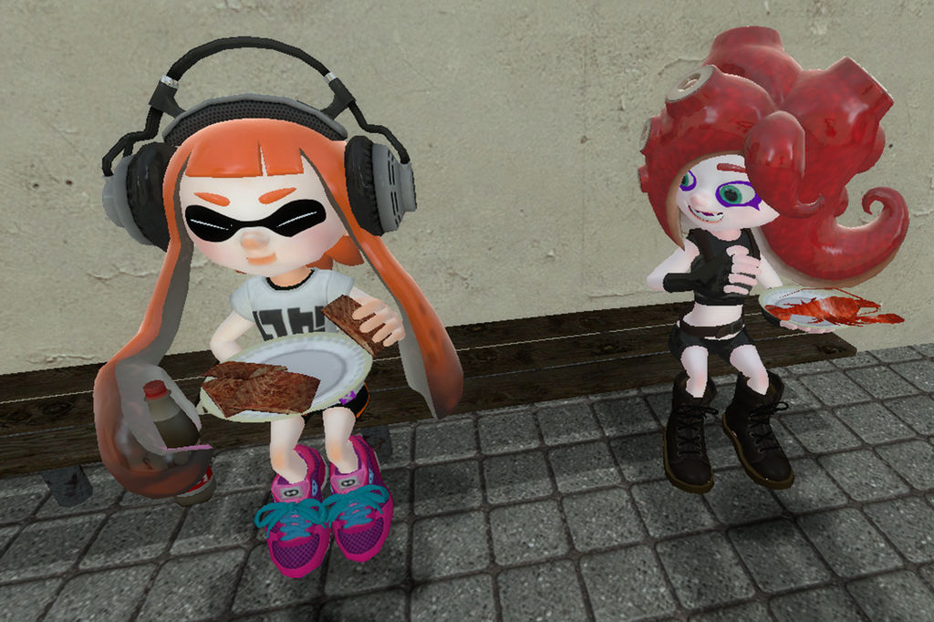 Gmod Octoling (GMOD junk) Inkling and Octoling Eating Lunch by Rotommowtom on DeviantArt
