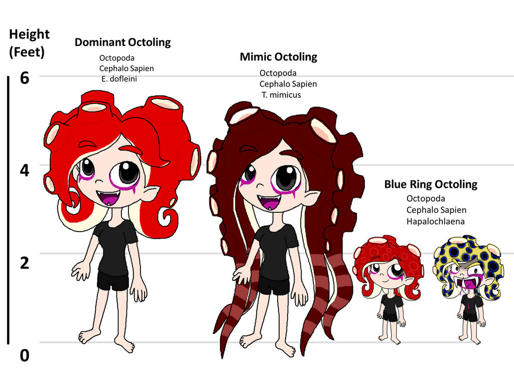 Octoling SubSpecies and Size Chart by Rotommowtom on DeviantArt