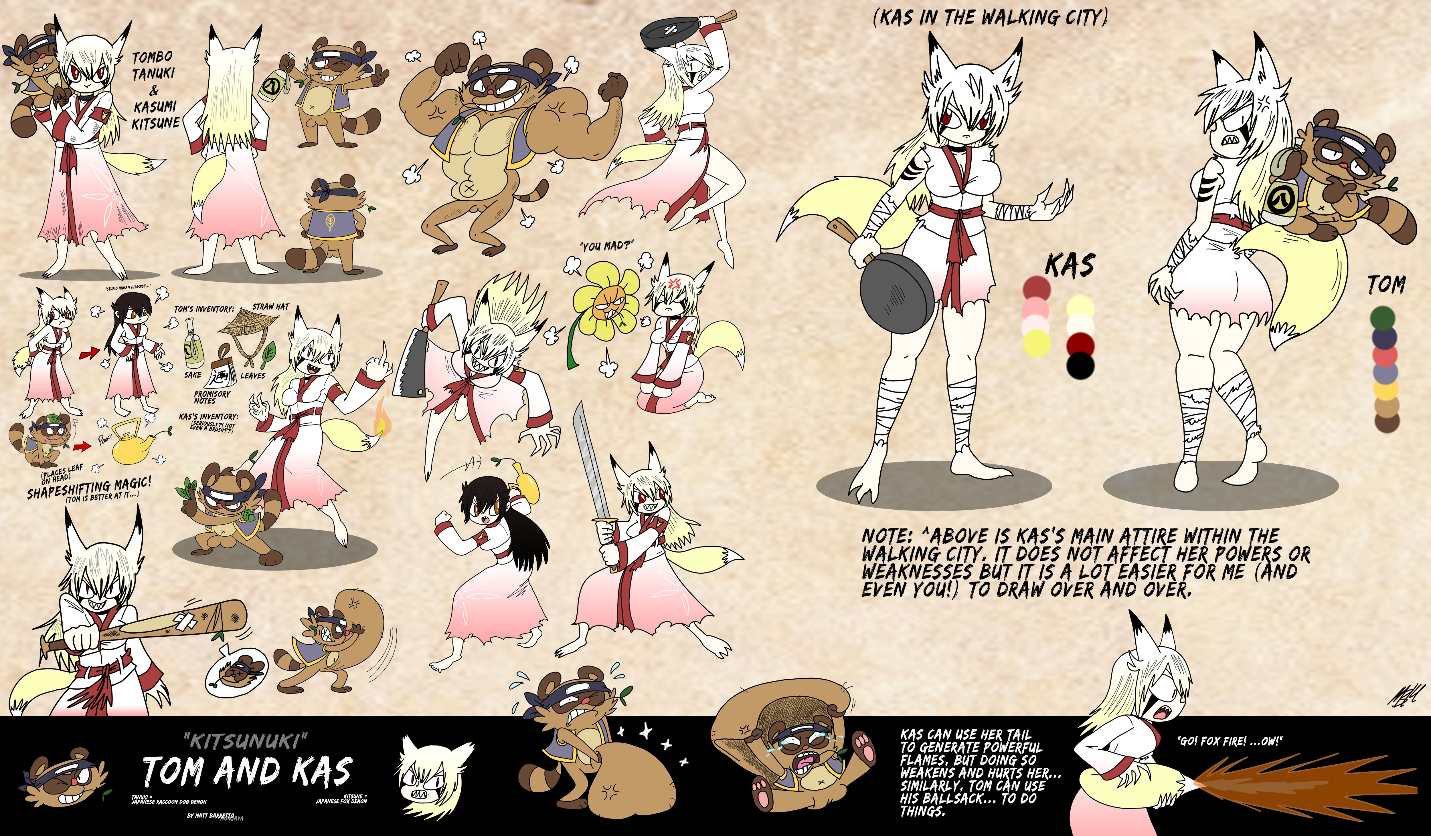 Reference Sheet: Tom Tanuki and Kas Kitsune