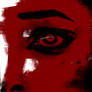 pop art horror face in red