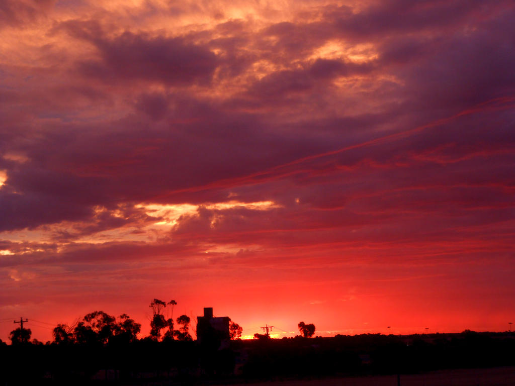 Sunset red sky