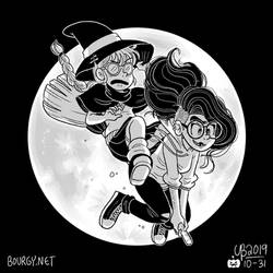Two Witches on a Broomstick