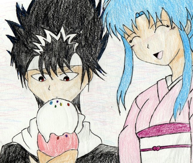 Hiei and Botan with ice cream