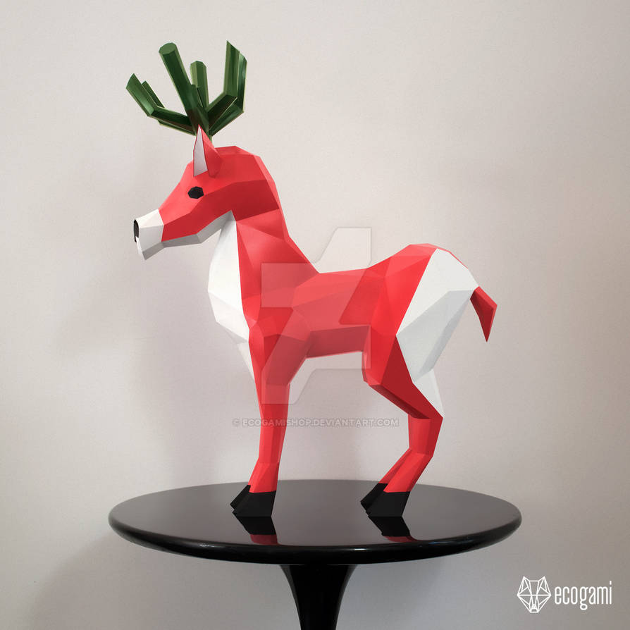 Papercraft Rudolph Rudolph, the funny deer papercraft sculpture by EcogamiShop on DeviantArt
