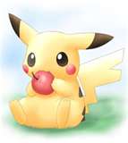 Chibi pikachu with apple