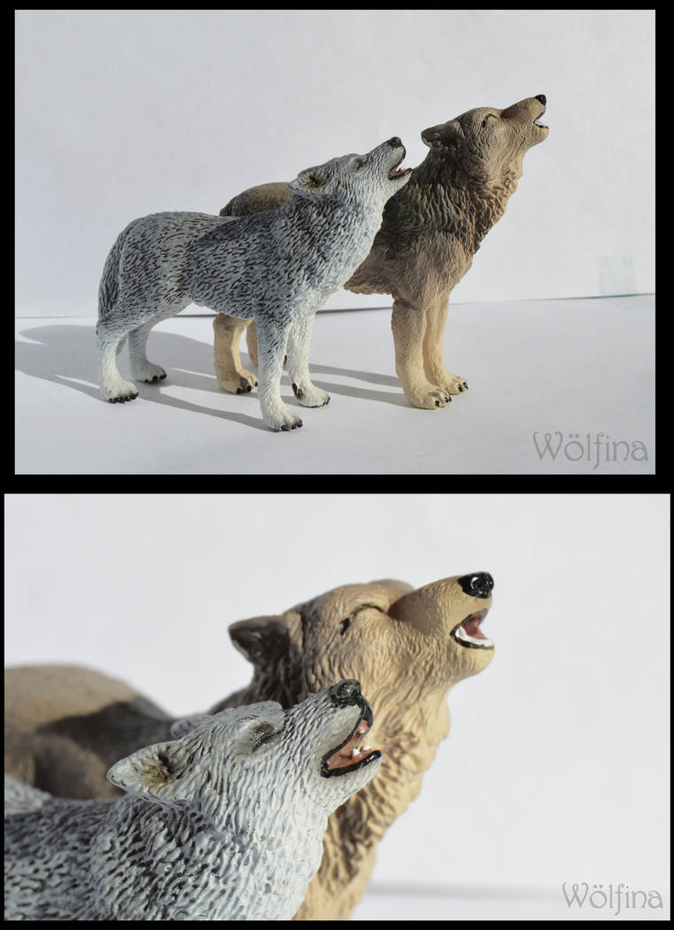 Papo and Schleich Howling Wolves by SchwarzWolfin on DeviantArt