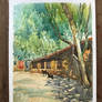 House in Village | Watercolour landscape painting