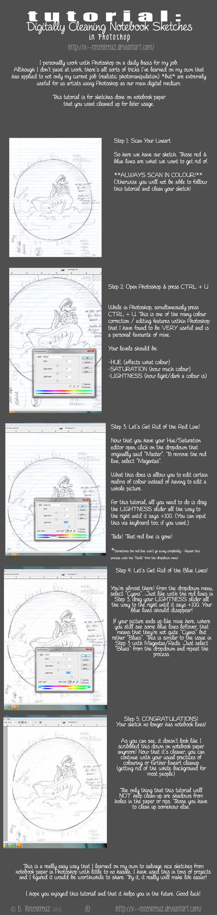 TUTORIAL: Cleaning Notebook Paper Sketches in PS by beastsofbabylon on ...