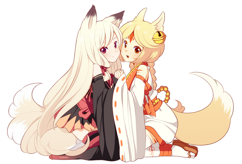 Cute anime white fox