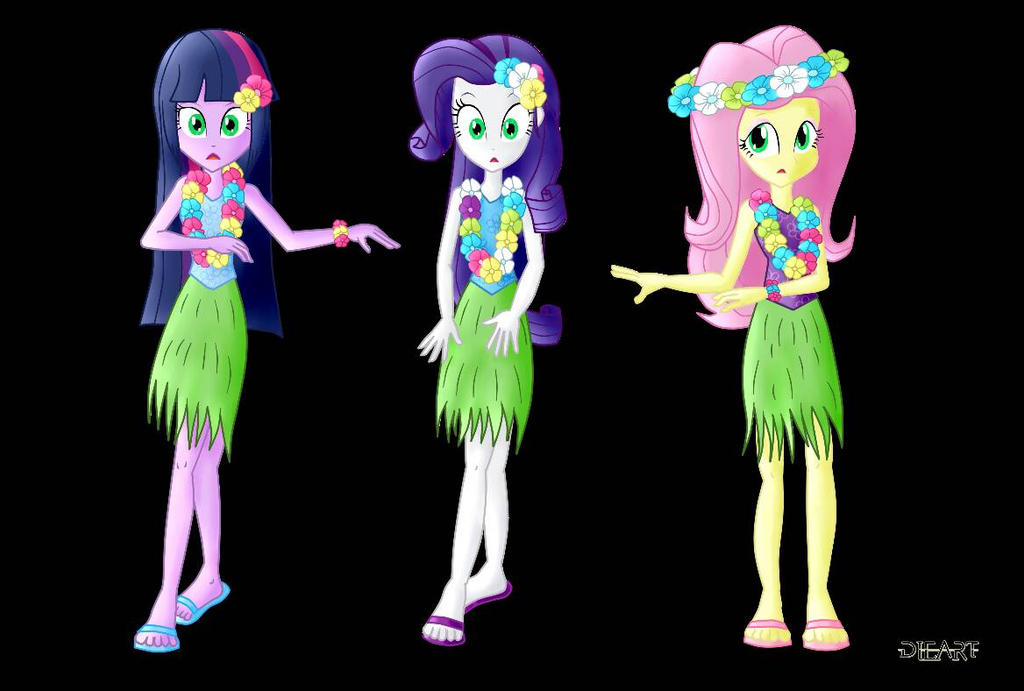 (Commission) Dance in hula outfits by Dieart77 on DeviantArt