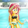Sunset Shimmer in the pool