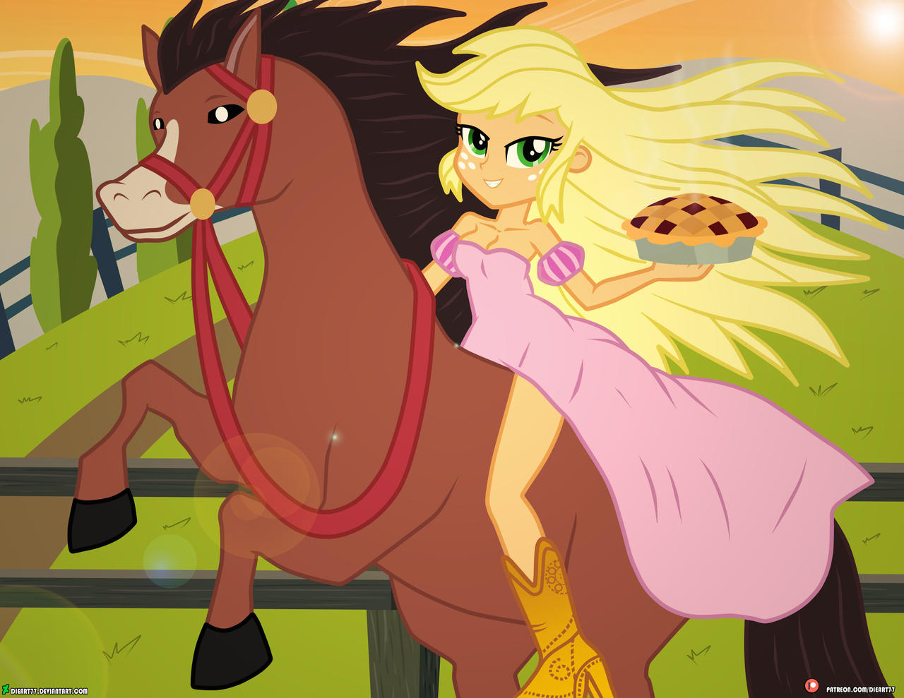 Applejack Rodeo (Commission) Applejack Riding Horse by Dieart77 on DeviantArt