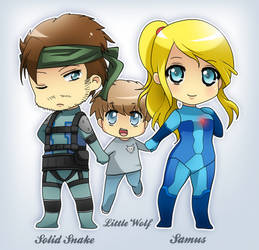 Chibi Snake+Samus,Little Wolf