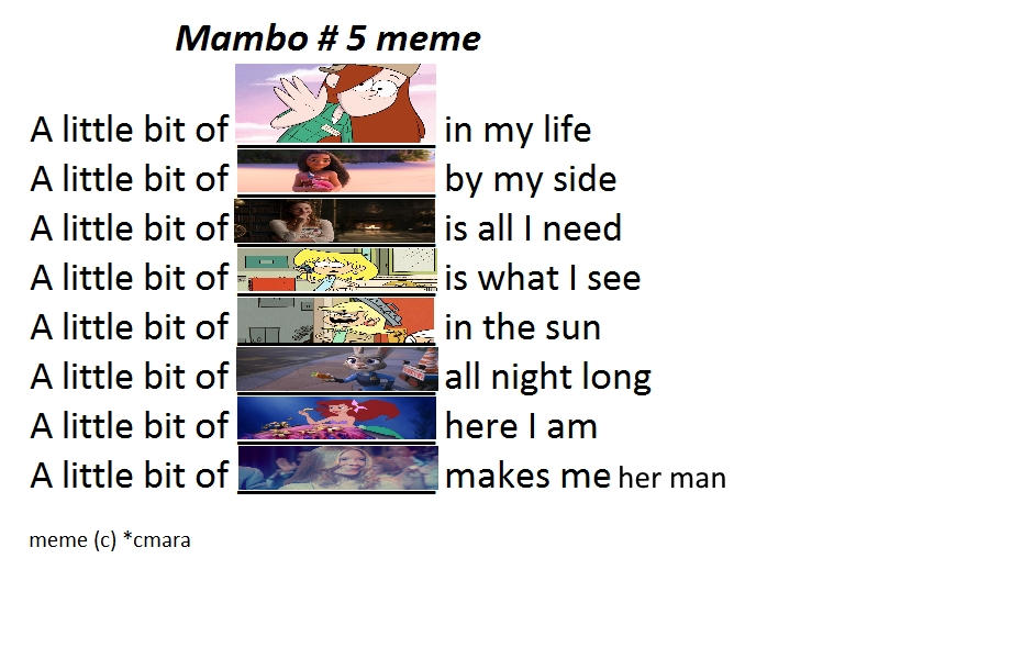 My Mambo Number 5 Meme by Carriejokerbates