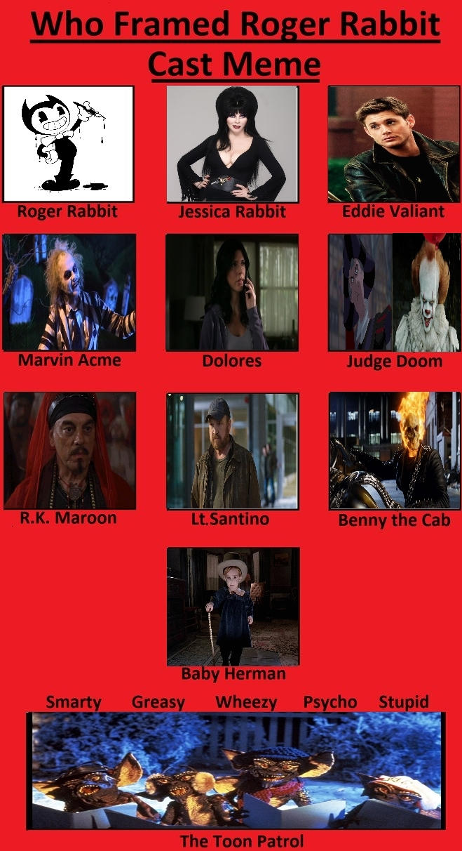 My Who Framed Roger Rabbit Cast Meme by Carriejokerbates on DeviantArt