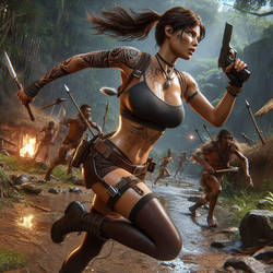 Lara Croft getting chased