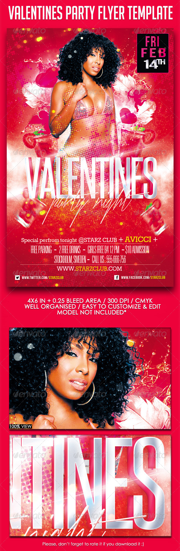 Valentines Party Night Flyer Template