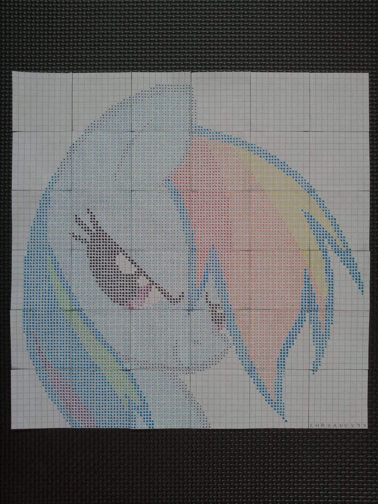 Rainbow Dash portrait (DotWork) by Chrzanek97