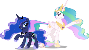 Luna and Celestia unexpected arrival (Vector)