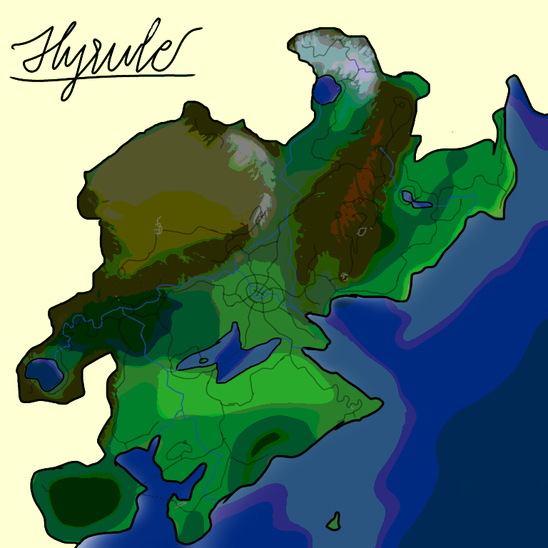 Physical Map of Hyrule by spaceshipmars on DeviantArt