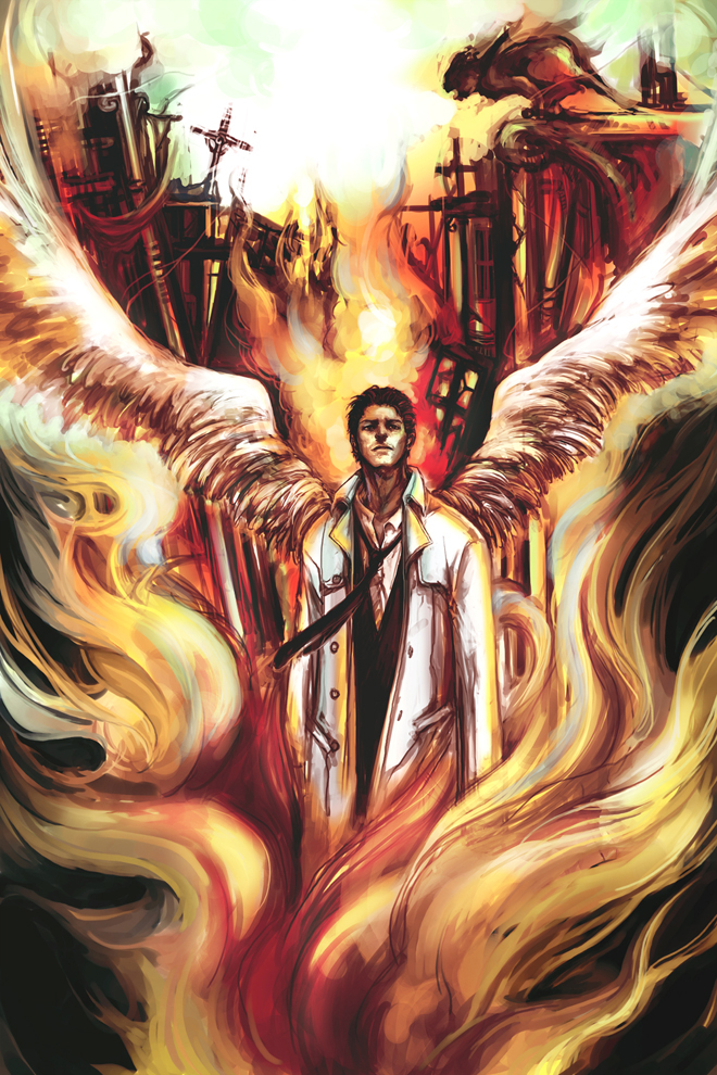 Castiel in fire