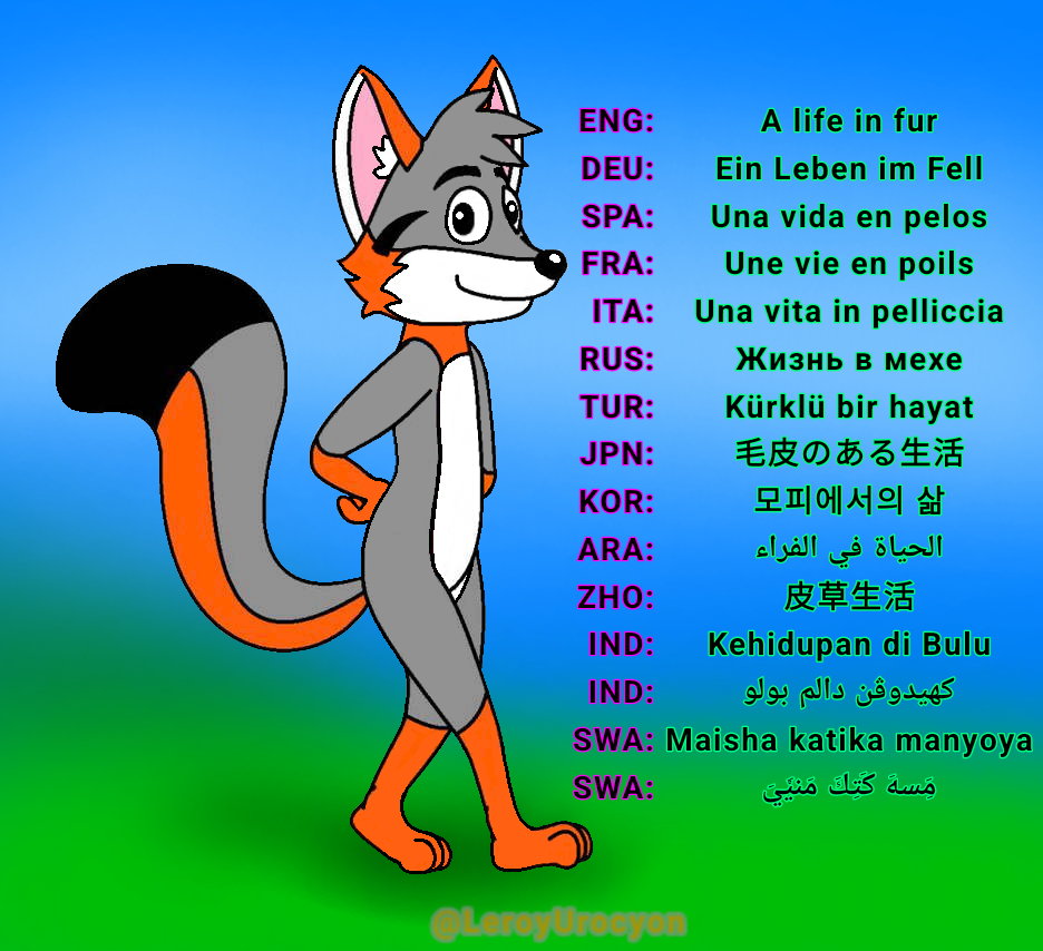 A life in fur in different languages by LeroyUrocyon on DeviantArt