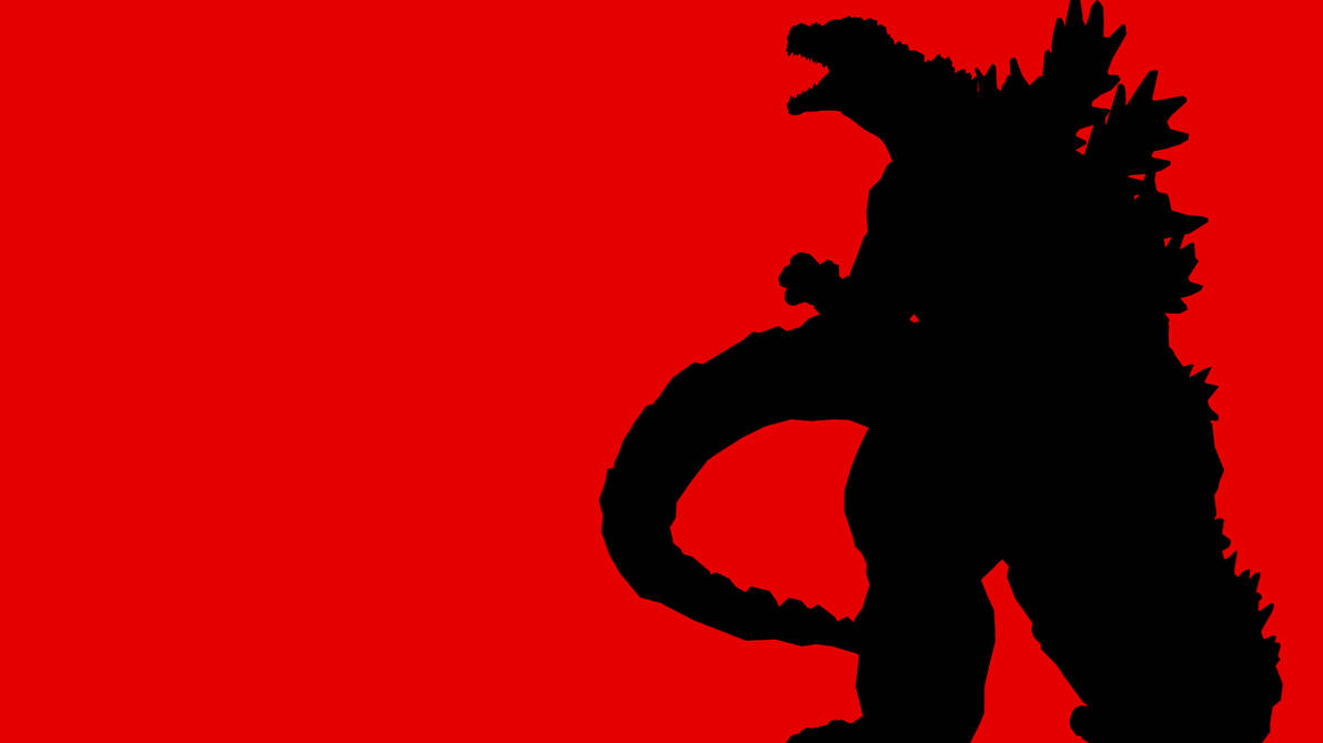 Godzilla's shadow in a red background by KaijuFL on DeviantArt