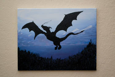 dragon silhouette acrylic painting