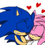 Sonic y amy abrazados