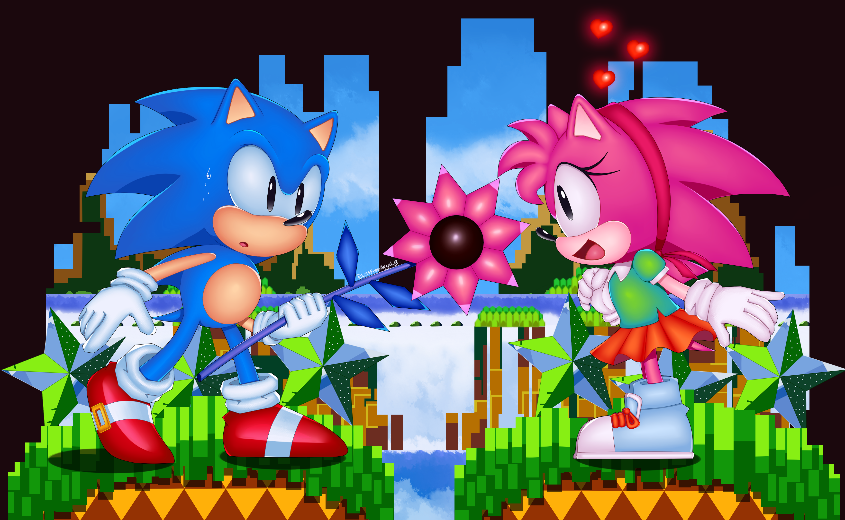 I made a little art of Sonamy Classic ^^  Fiz uma pequena arte do Sonamy  Clássico ^^ : r/SonicTheHedgehog