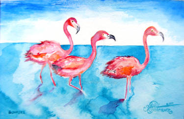 Three Flamingos