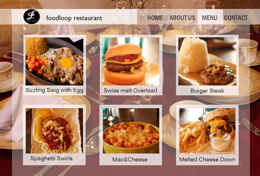Sample Website Design- foodloop restaurant by bearypink on DeviantArt