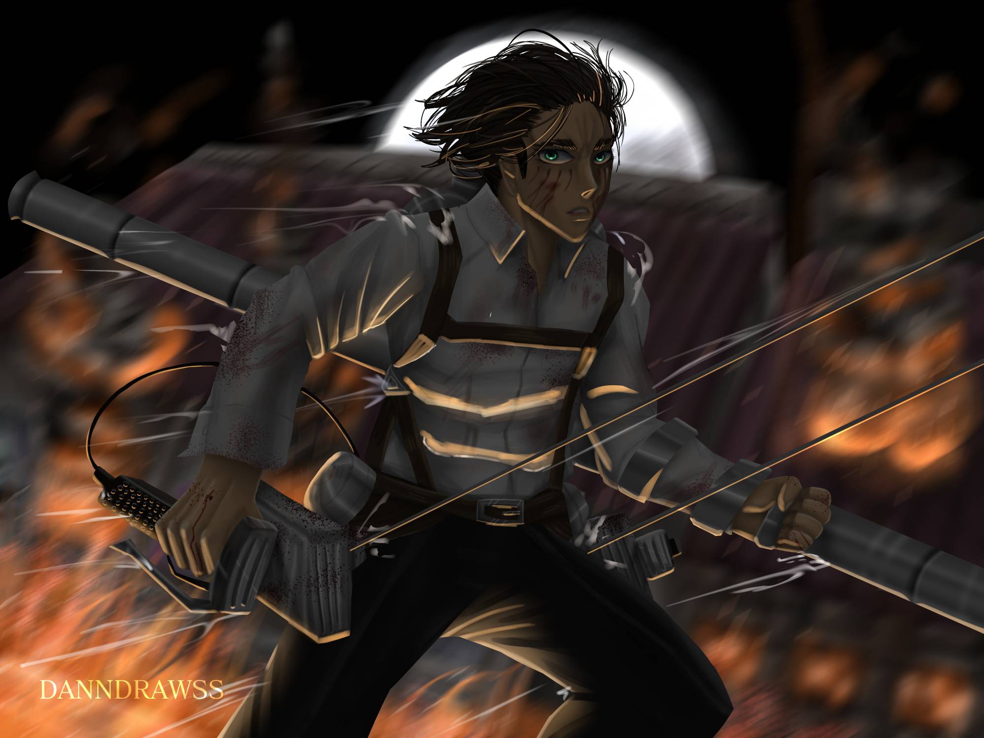 Eren using ODM gear by danndrawss on DeviantArt