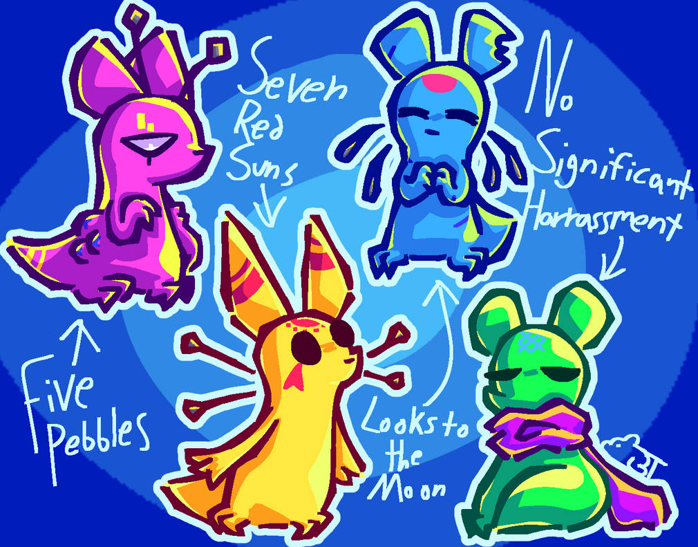 The iterators as slugcats!!! by BisaacTear on DeviantArt