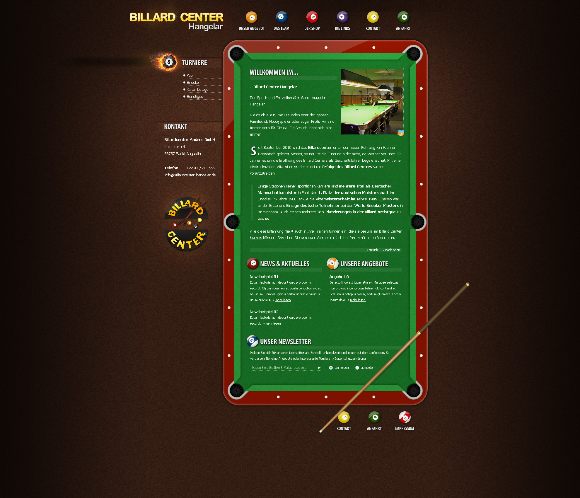 Billiardscenter Website