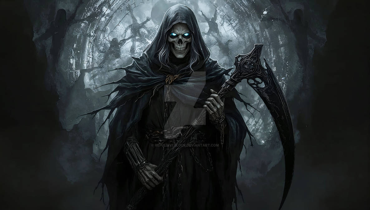 Grem Ripper Grim Reaper Figure with Ornate Scythe in Forest by Repulsiveblock on ...