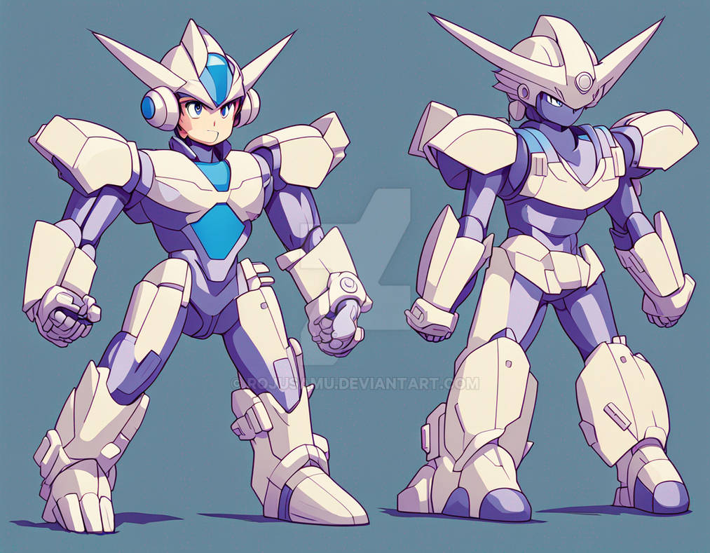 Megaman X, charcter design, Front-side-back, high