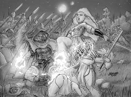 Wild Elf and Drow battle