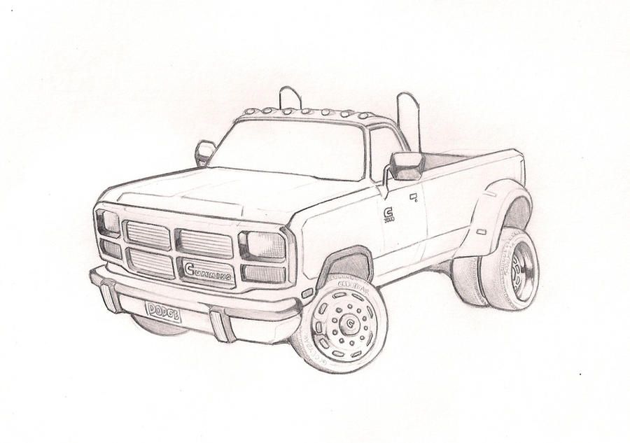 First Gen Line Drawings First Gen Dodge Dually by bluegender1 on DeviantArt