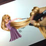 Digitally Drawn Rapunzel over Photo